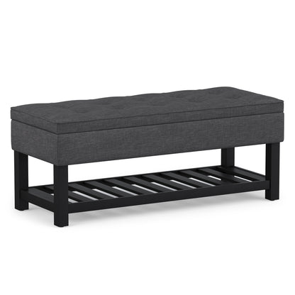 Slate Grey Linen Style Fabric | Cosmopolitan Ottoman Bench in Linen