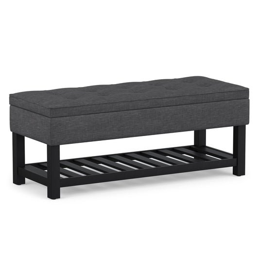 Slate Grey Linen Style Fabric | Cosmopolitan Ottoman Bench in Linen