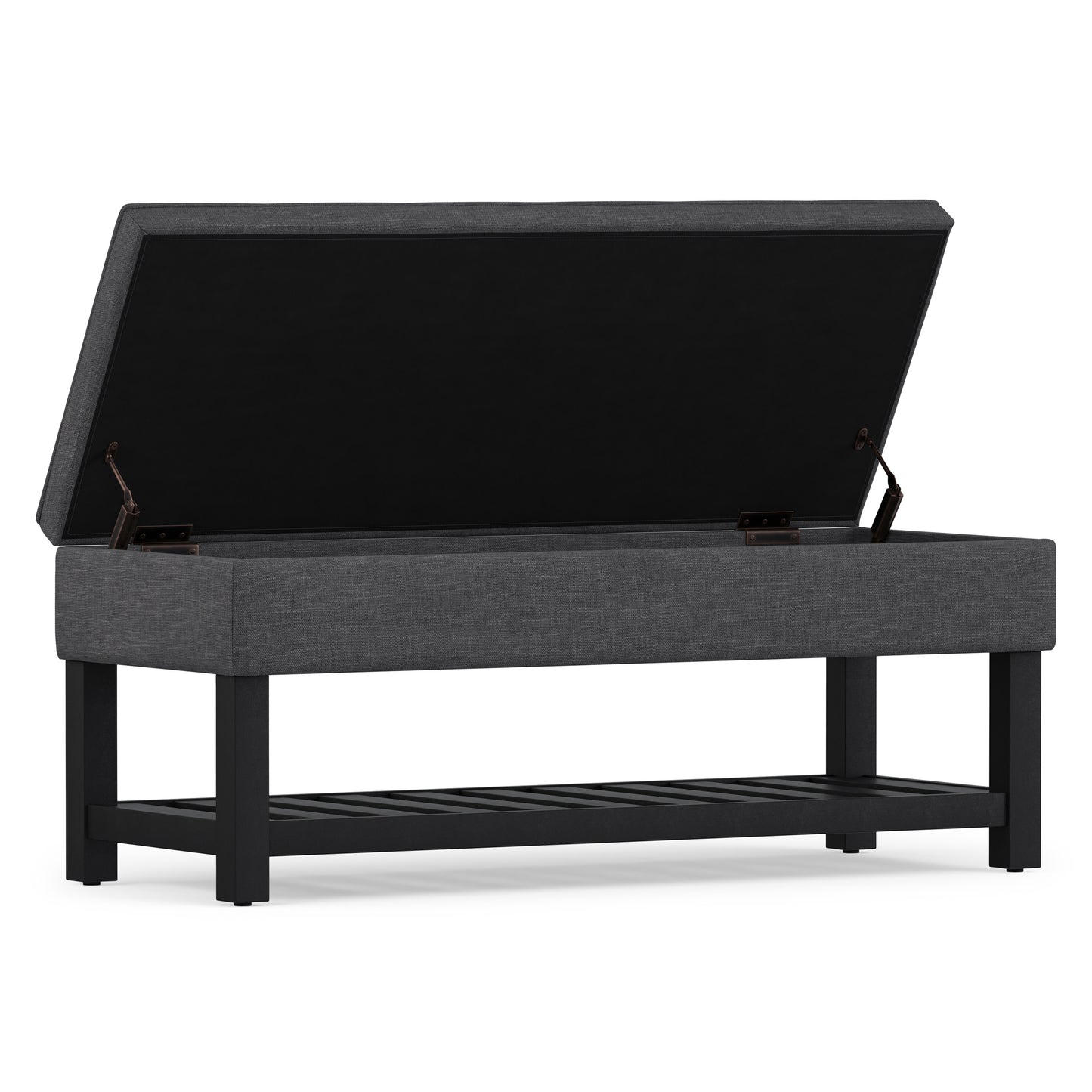 Slate Grey Linen Style Fabric | Cosmopolitan Ottoman Bench in Linen