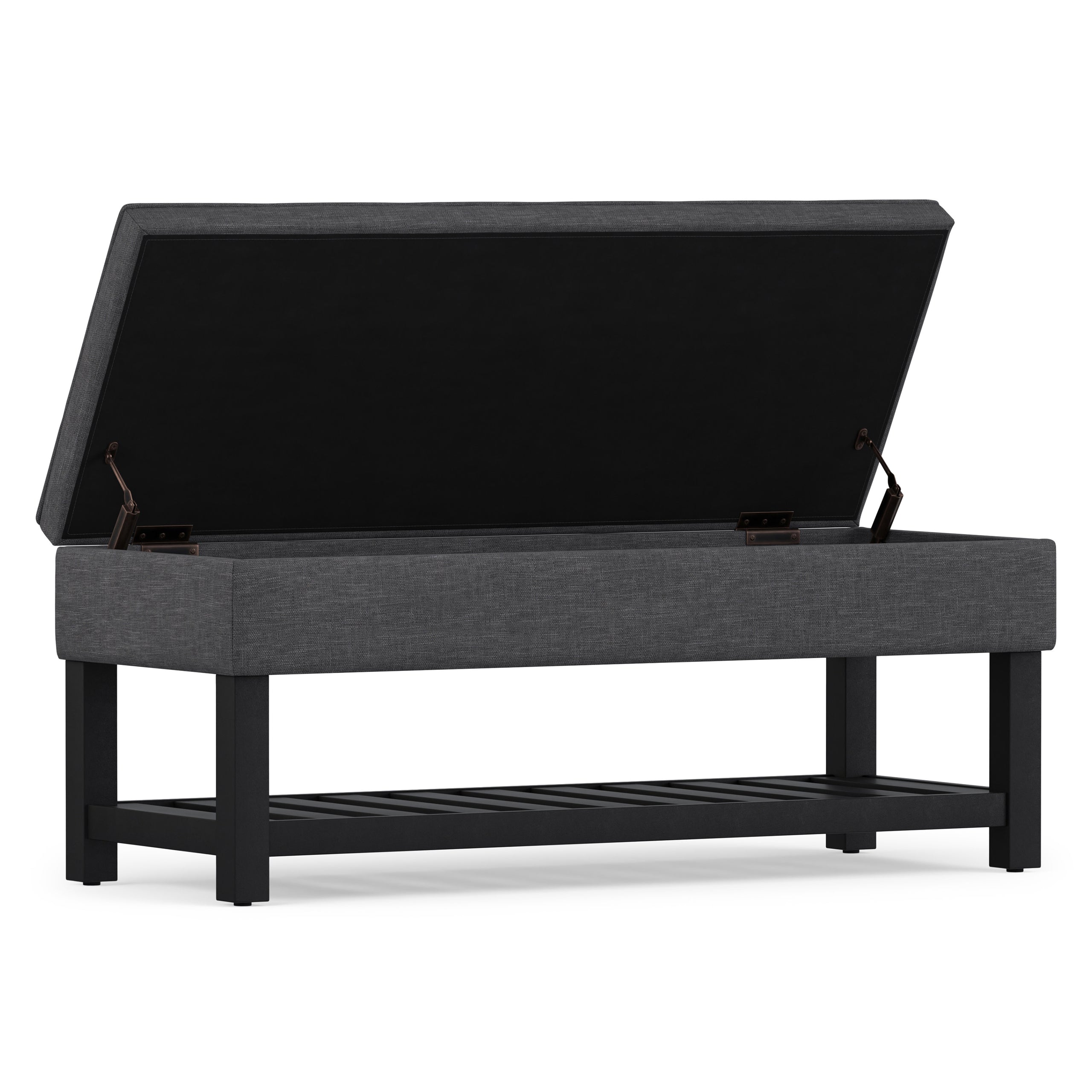 Slate Grey Linen Style Fabric | Cosmopolitan Ottoman Bench in Linen
