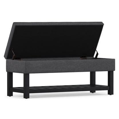 Slate Grey Linen Style Fabric | Cosmopolitan Ottoman Bench in Linen