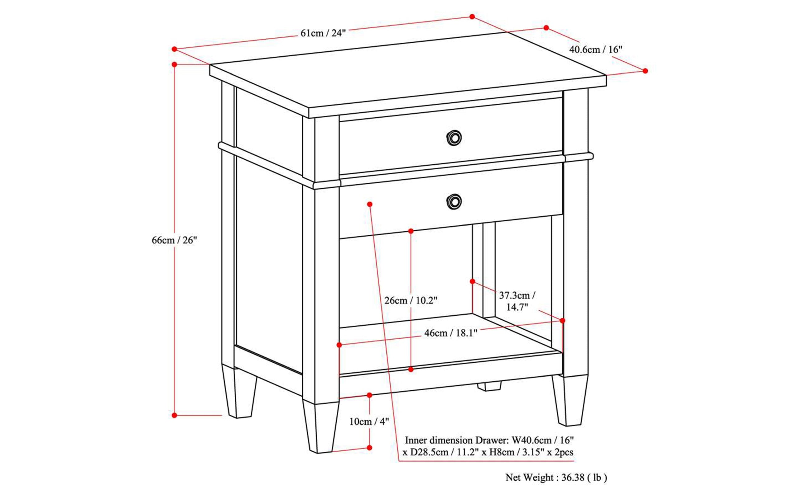 Fog Grey | Carlton Bedside Table