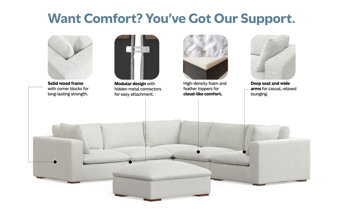 Jasmine Corner Sectional and Ottoman