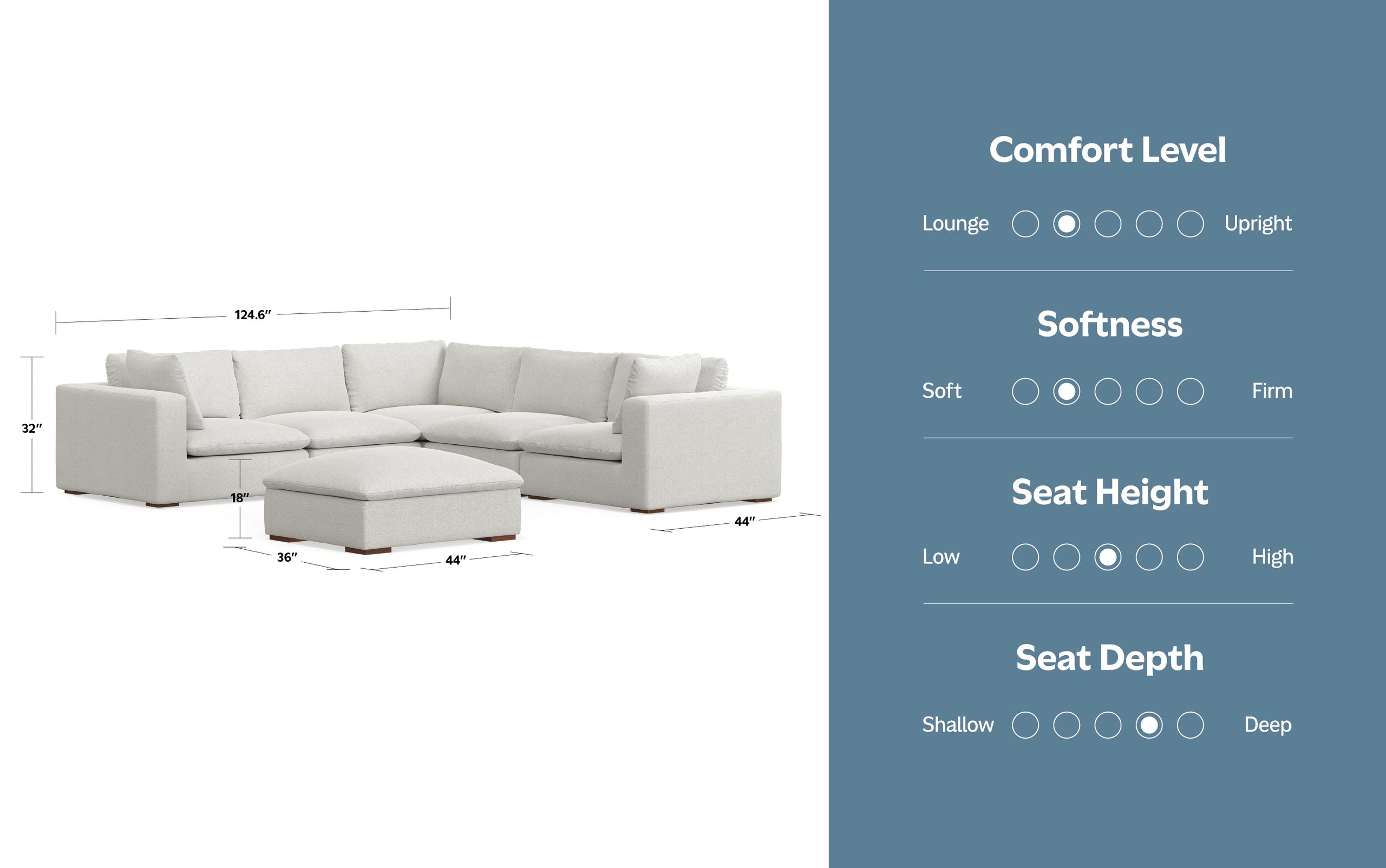 Jasmine Corner Sectional and Ottoman