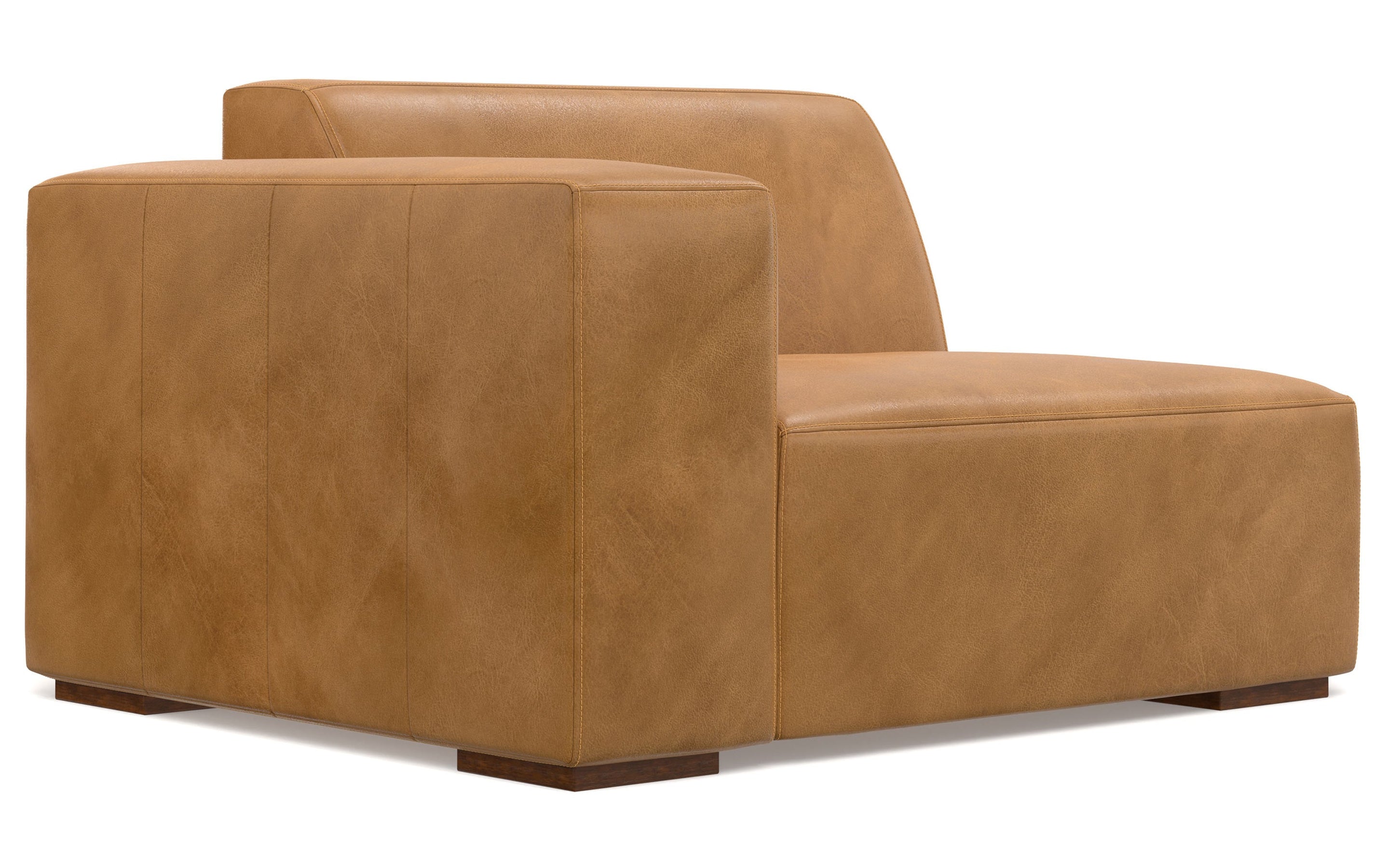 Sienna Genuine Leather | Rex Right Sectional and Ottoman in Genuine Leather