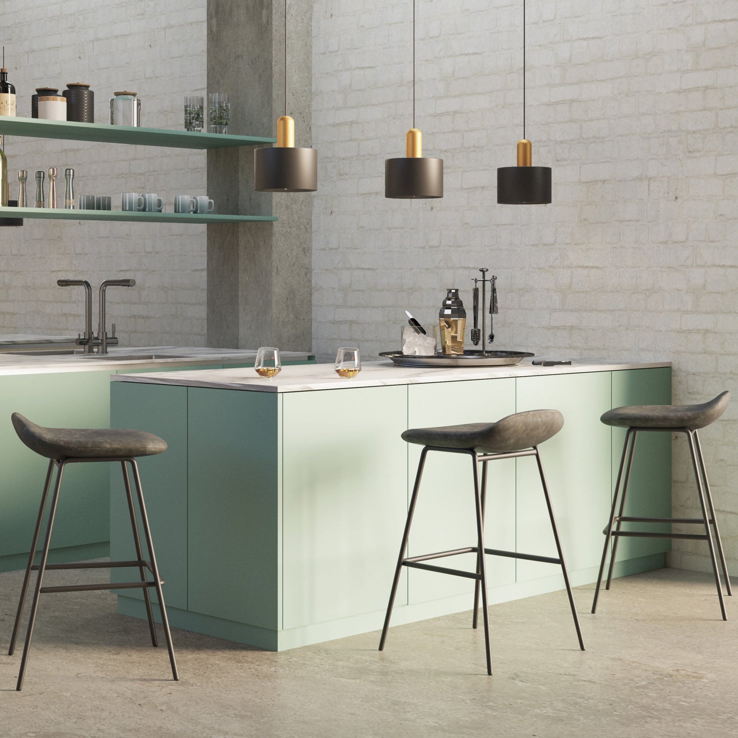 Distressed Charcoal Grey |  Dafney Bar Stool (Set of 2)