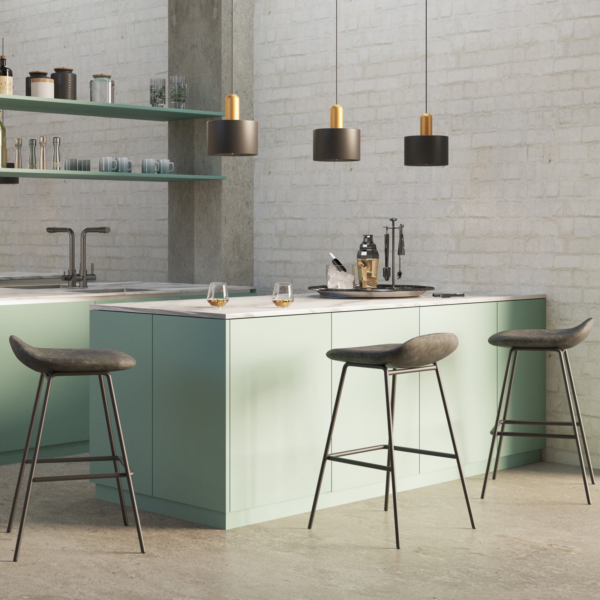 Distressed Charcoal Grey |  Dafney Bar Stool (Set of 2)