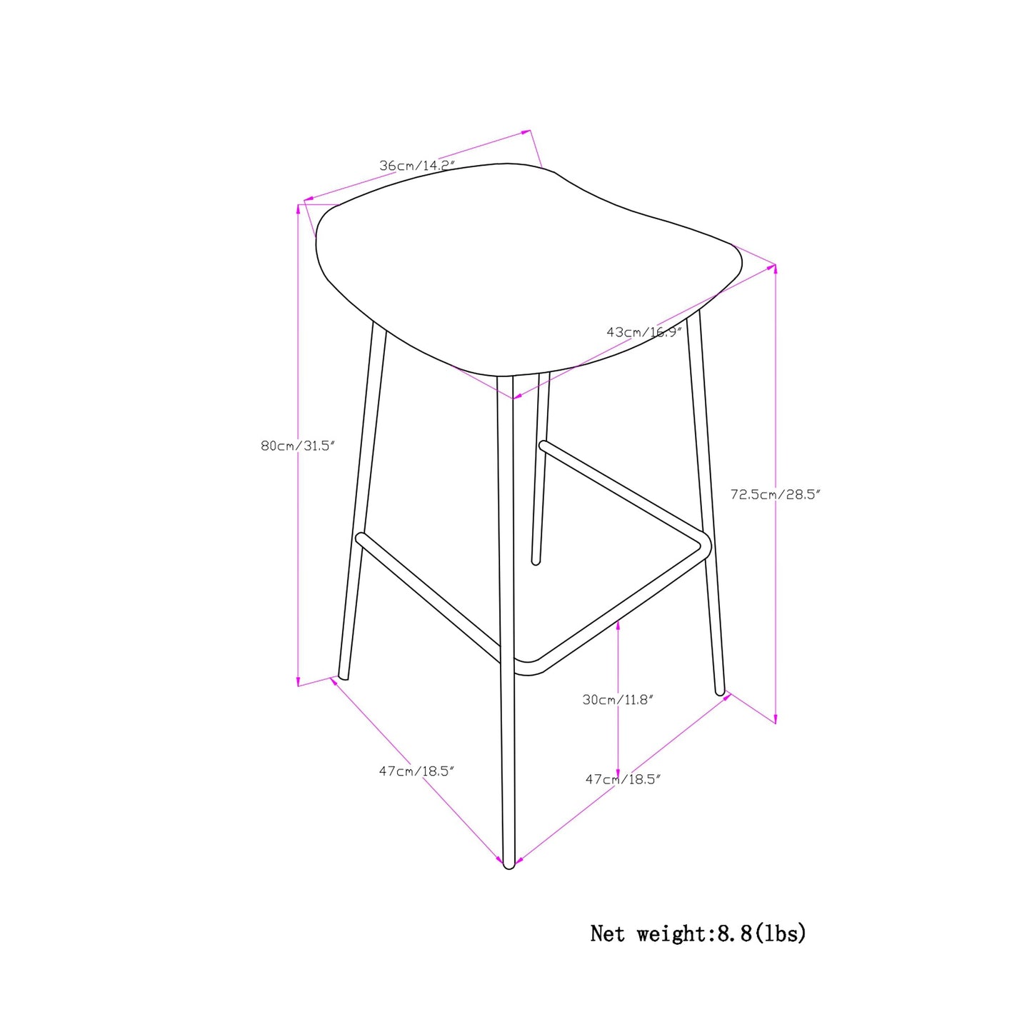 Distressed Charcoal Grey |  Dafney Bar Stool (Set of 2)