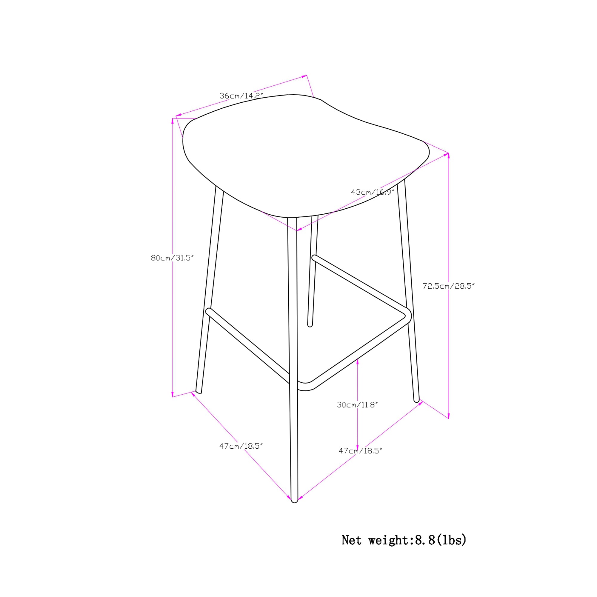 Distressed Charcoal Grey |  Dafney Bar Stool (Set of 2)