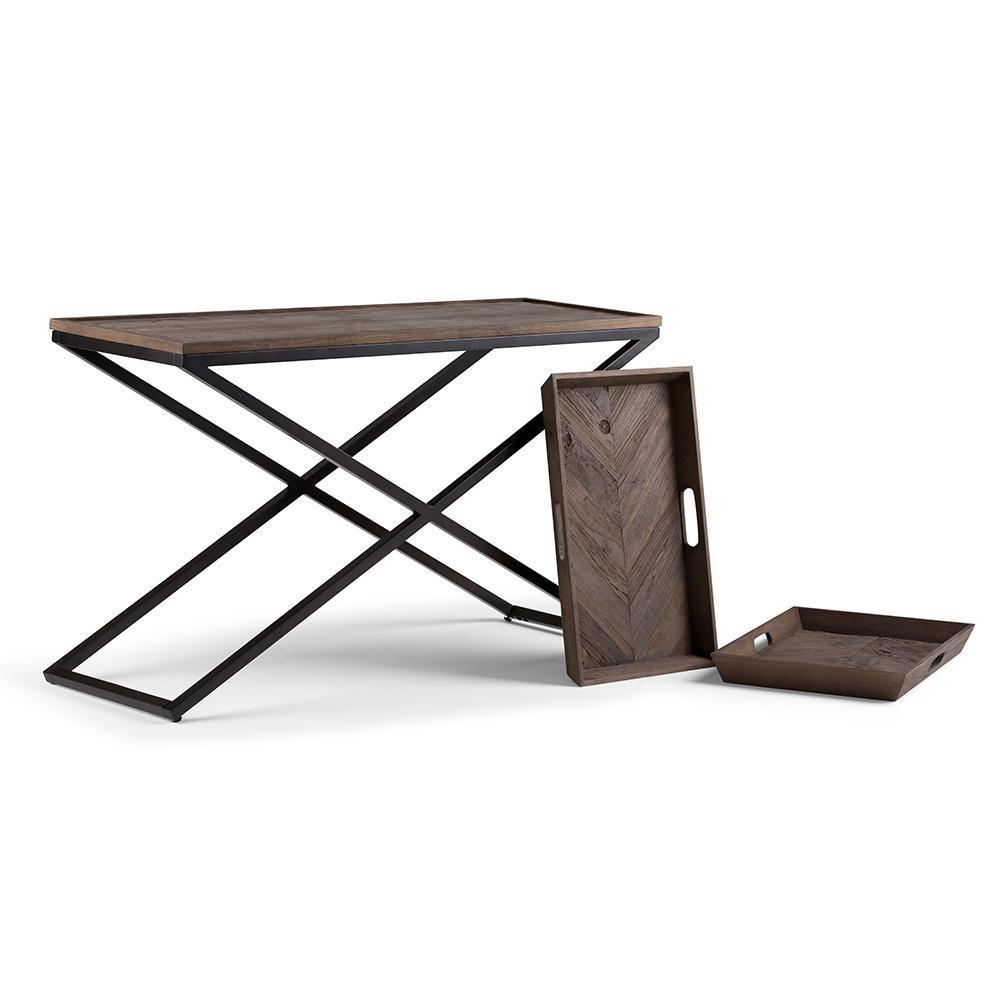 Damien Solid Wood Console Table in Distressed Natural Elm