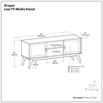 Black | Draper Mid Century Low TV Stand