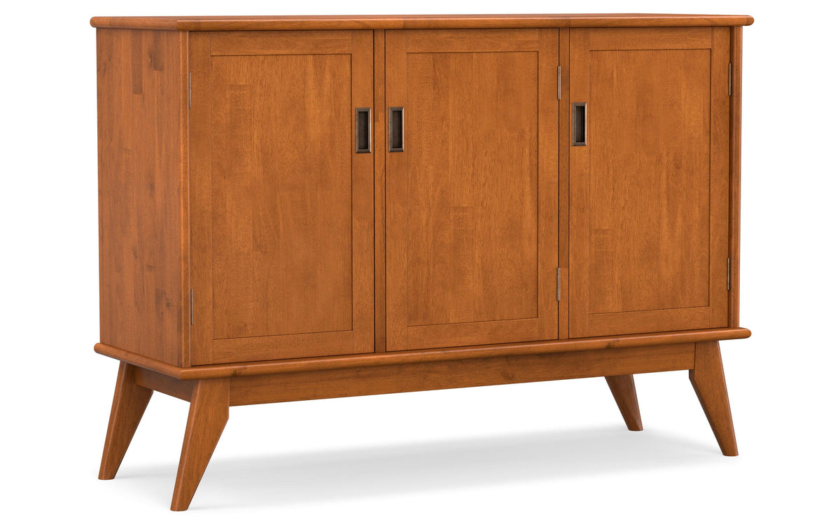 Draper Solid Hardwood Mid Century 3 Door Sideboard Buffet, Teak Brown