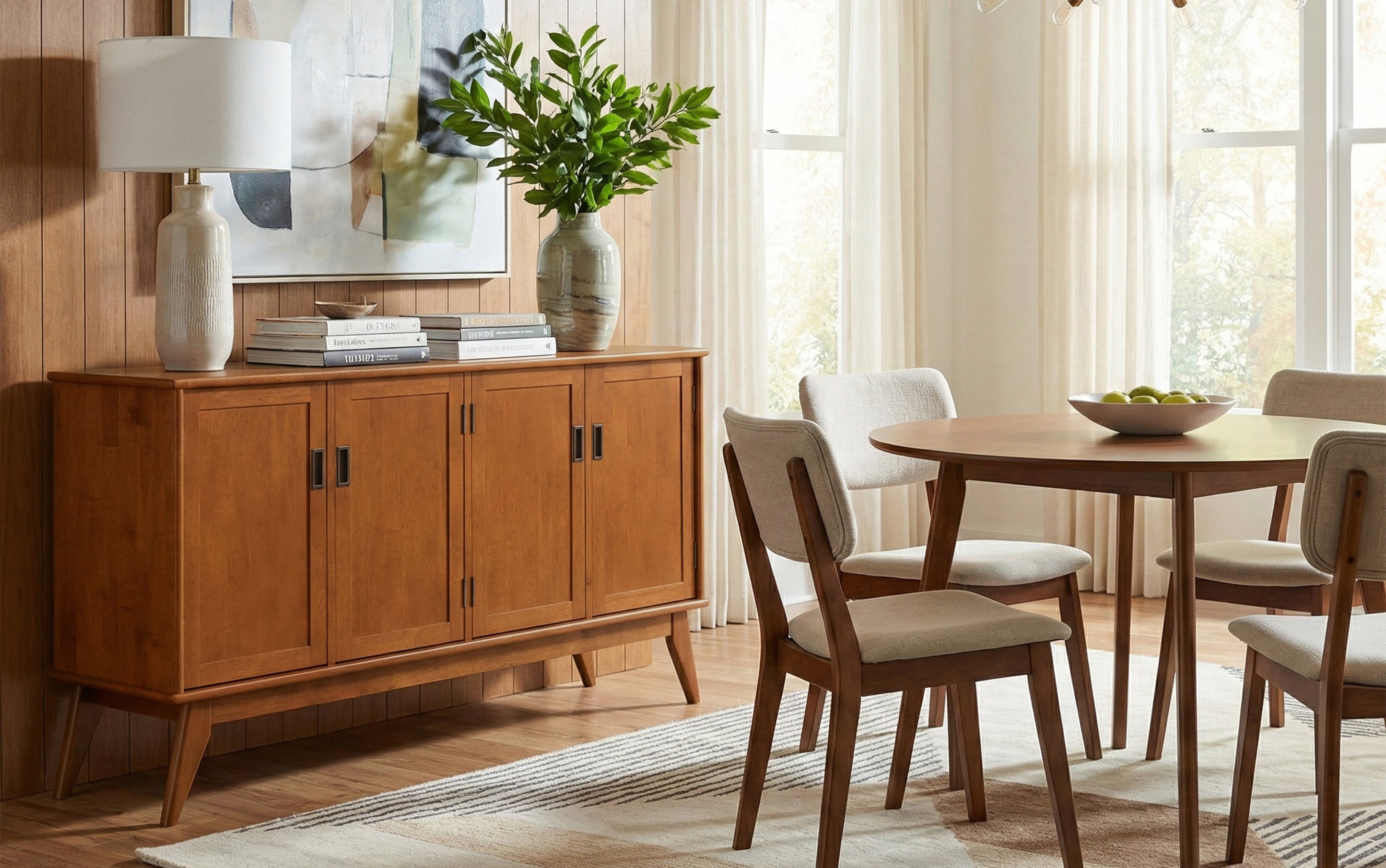 Mid-Century Modern | Draper 4 Door Sideboard Buffet – Simpli Home