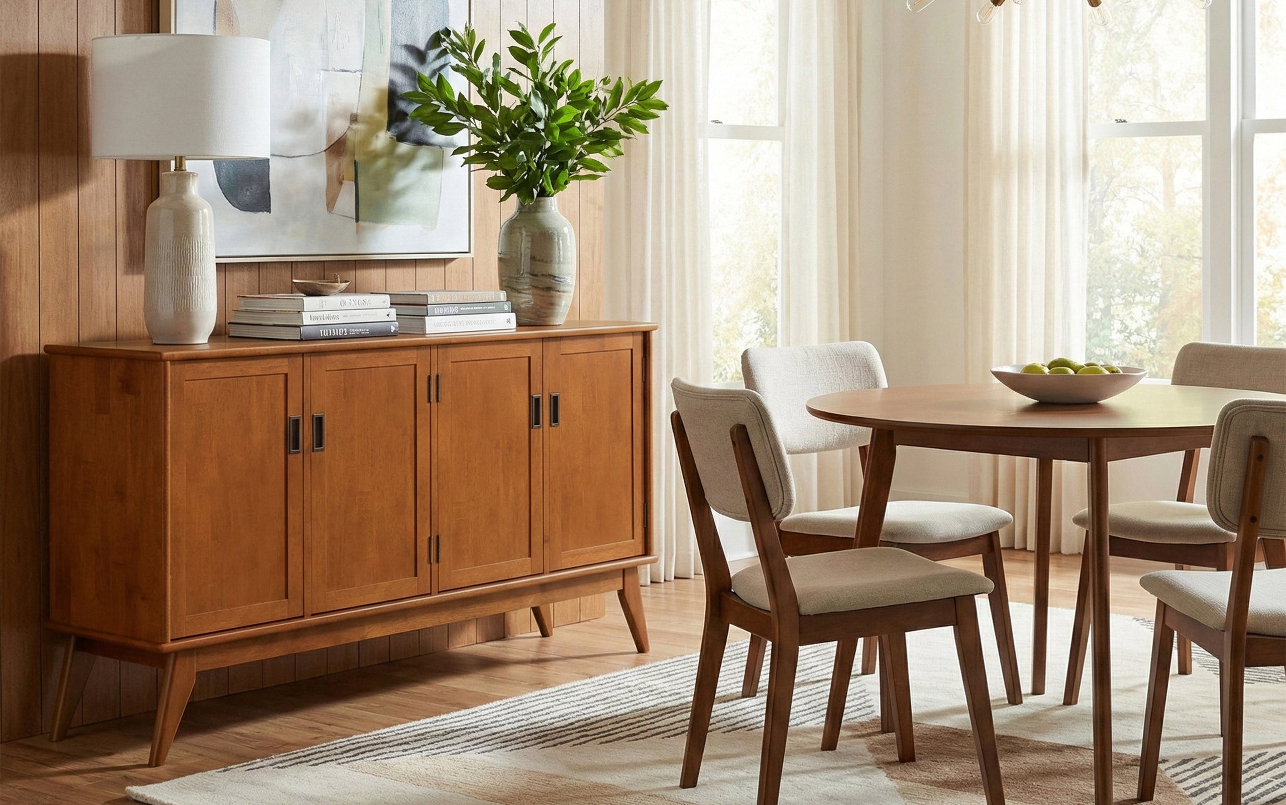 Teak Brown | Draper Mid Century 4 Door Sideboard Buffet