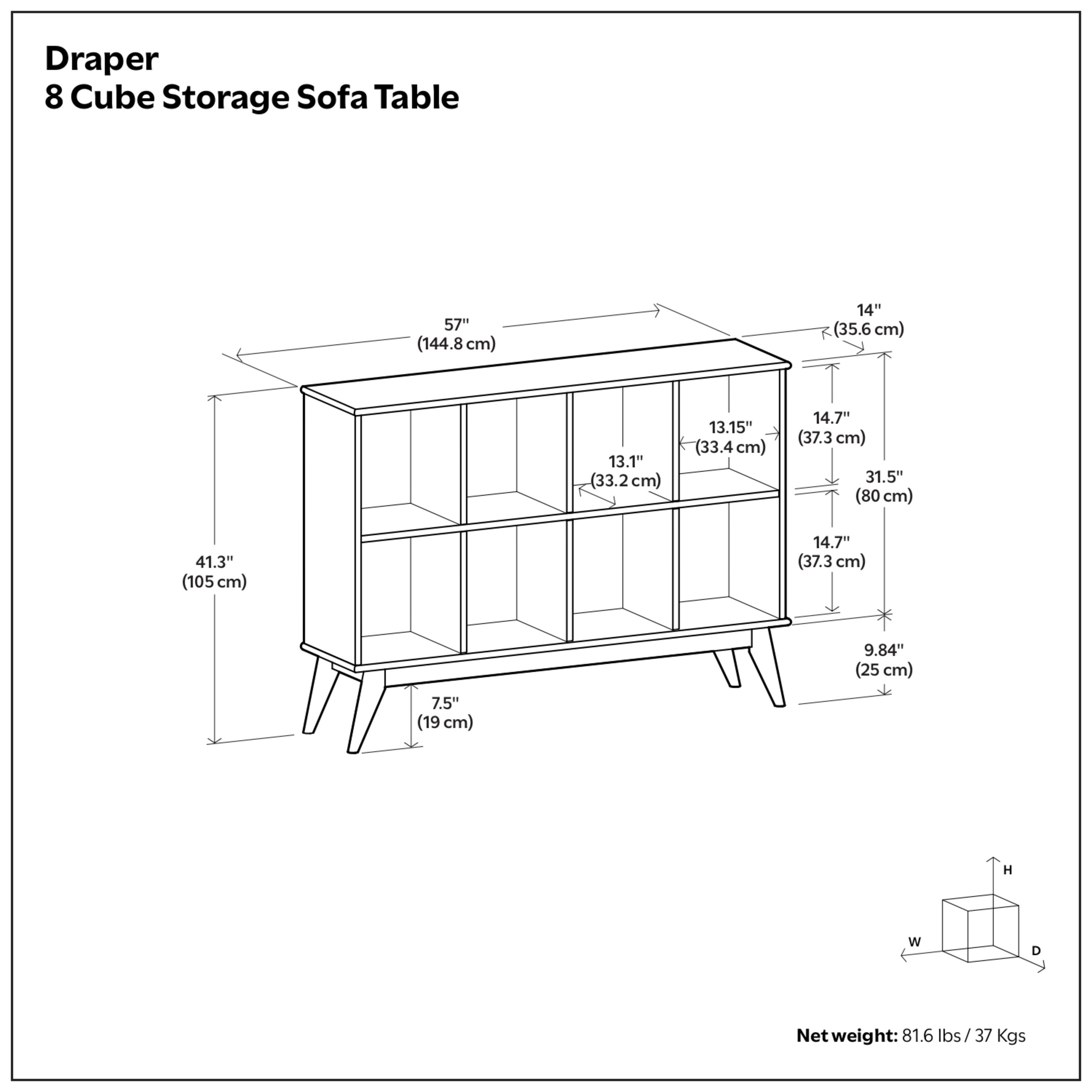 Mid Century Sofa Table | Draper 8 Cube Storage Console – Simpli Home