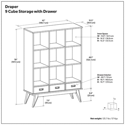 Draper 9 Cube Storage with Drawers