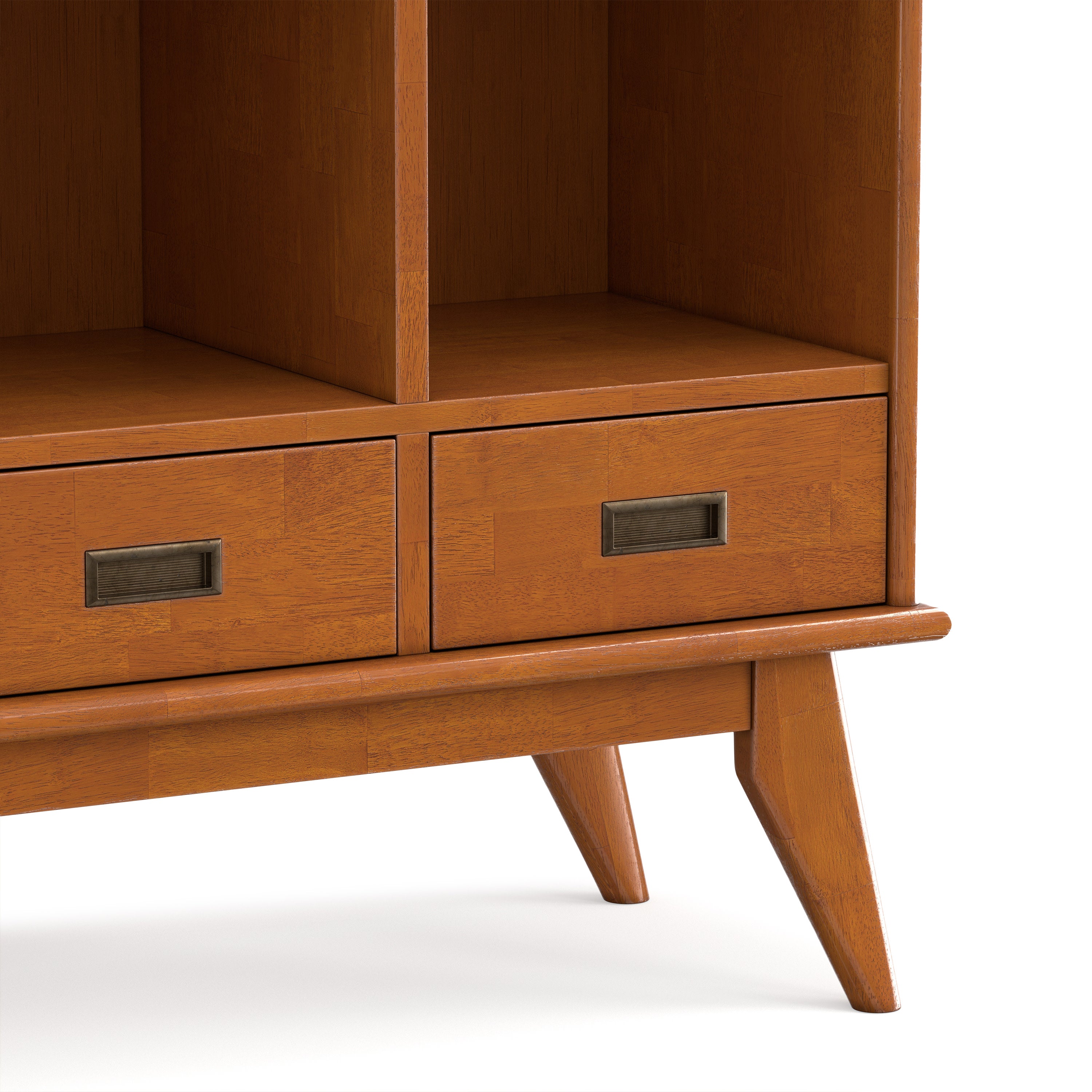 Draper Solid Hardwood 9 Cube Storage Bookcase with Drawers in Teak