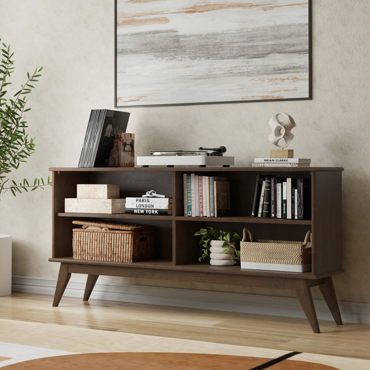 Walnut Brown | Draper Mid Century Low Bookcase