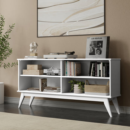 White | Draper Mid Century Low Bookcase