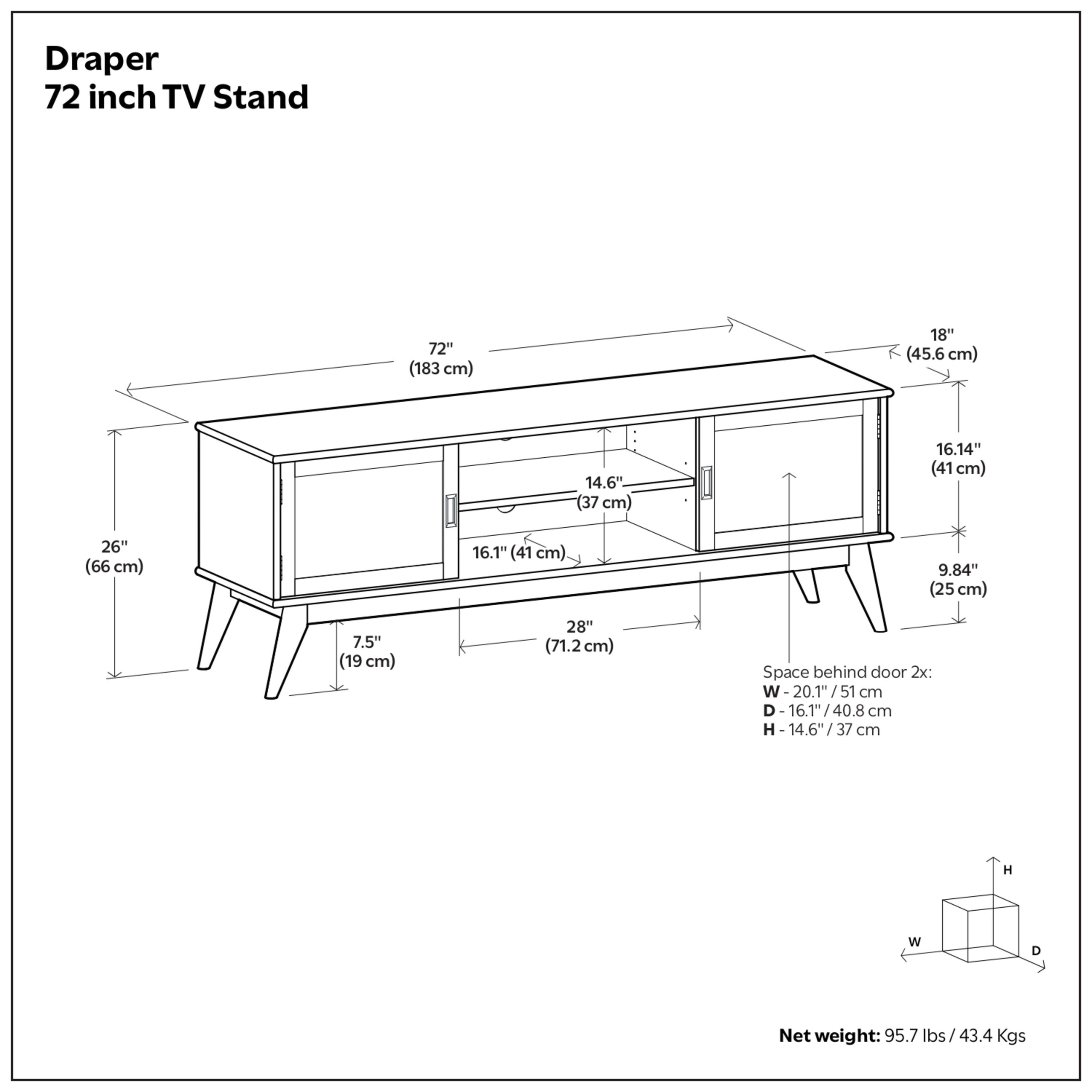 Teak Brown | Draper Mid Century 72 inch TV Stand