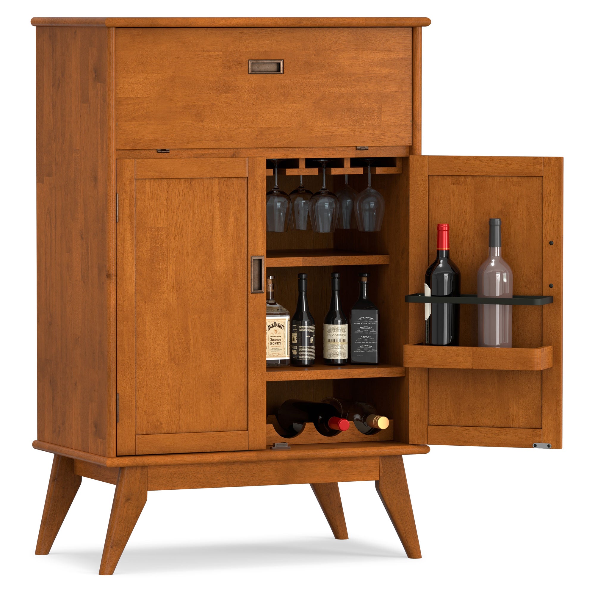 Teak Brown | Draper Mid Century Bar Cabinet
