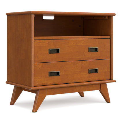 Teak Brown | Draper 28 inch Bedside Table with 2 Drawers and Top Shelf