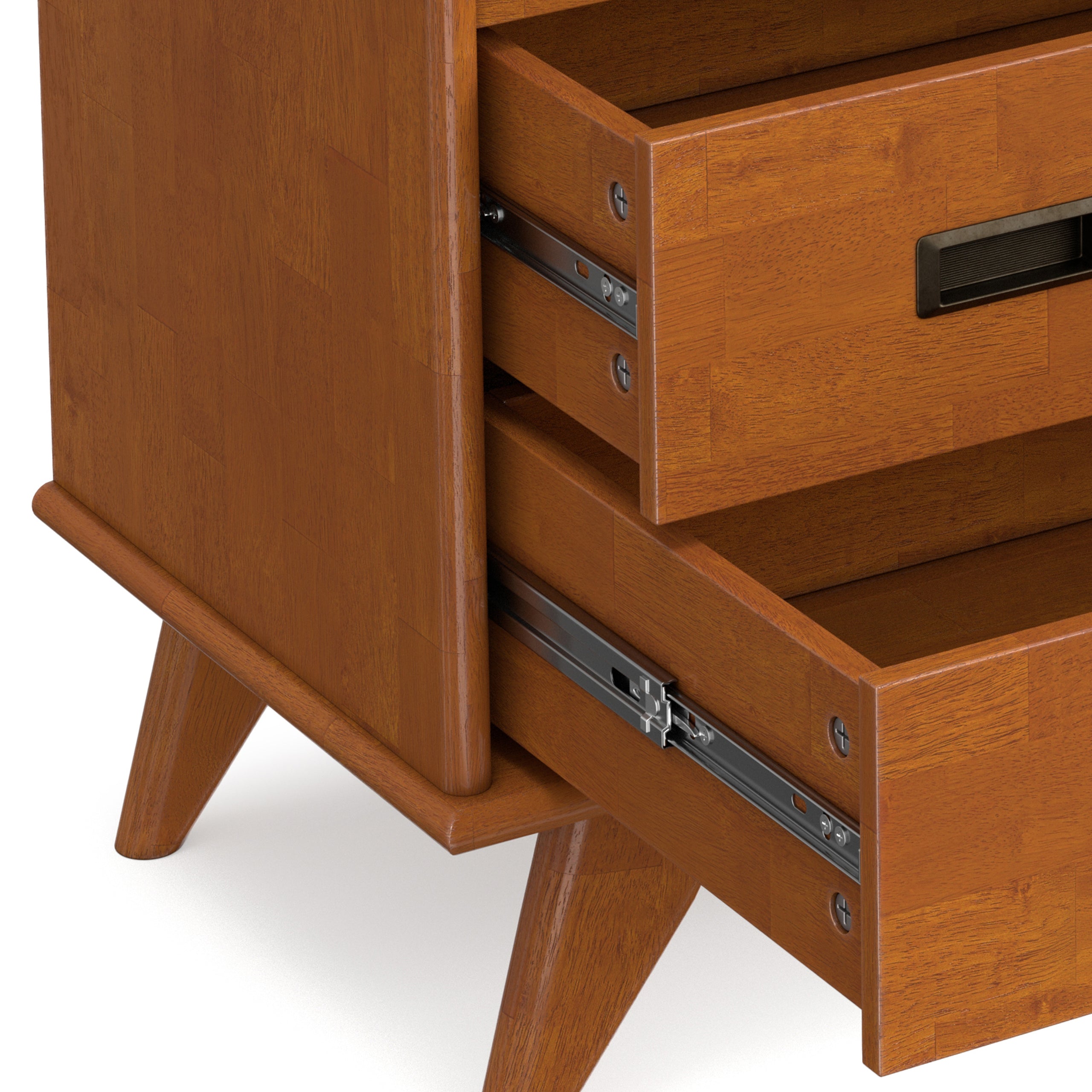 Teak Brown | Draper 28 inch Bedside Table with 2 Drawers and Top Shelf