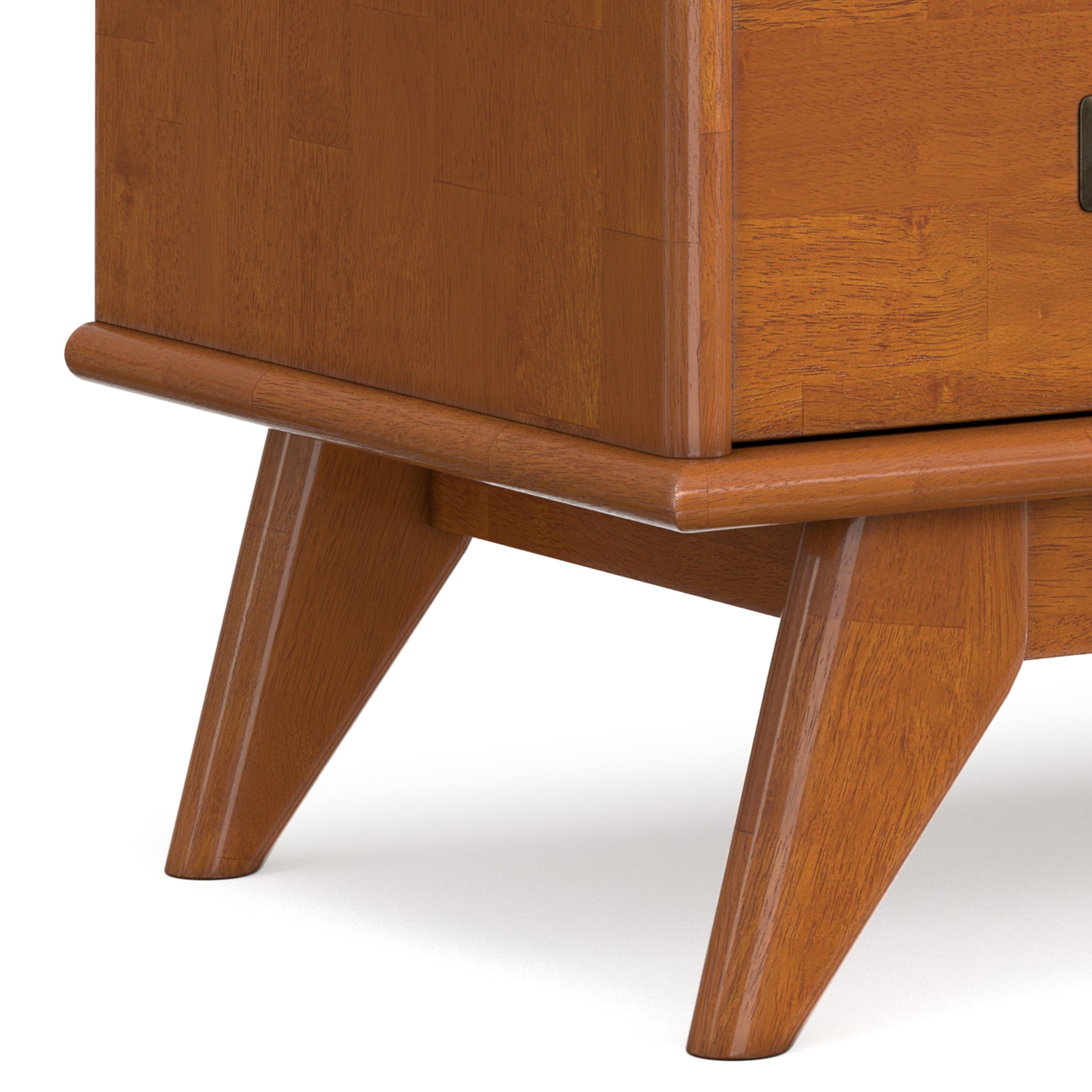 Teak Brown | Draper 28 inch Bedside Table with 2 Drawers and Top Shelf