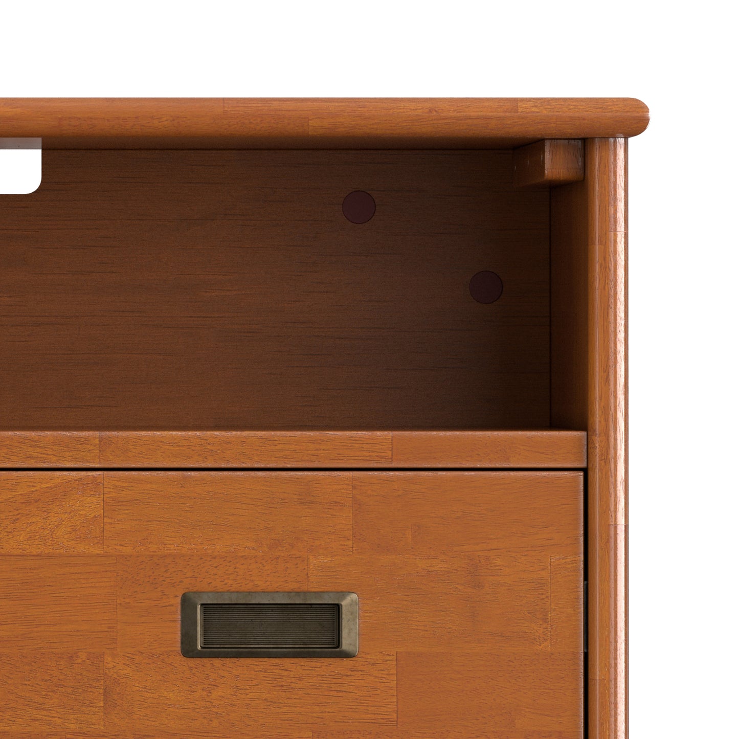 Teak Brown | Draper 28 inch Bedside Table with 2 Drawers and Top Shelf