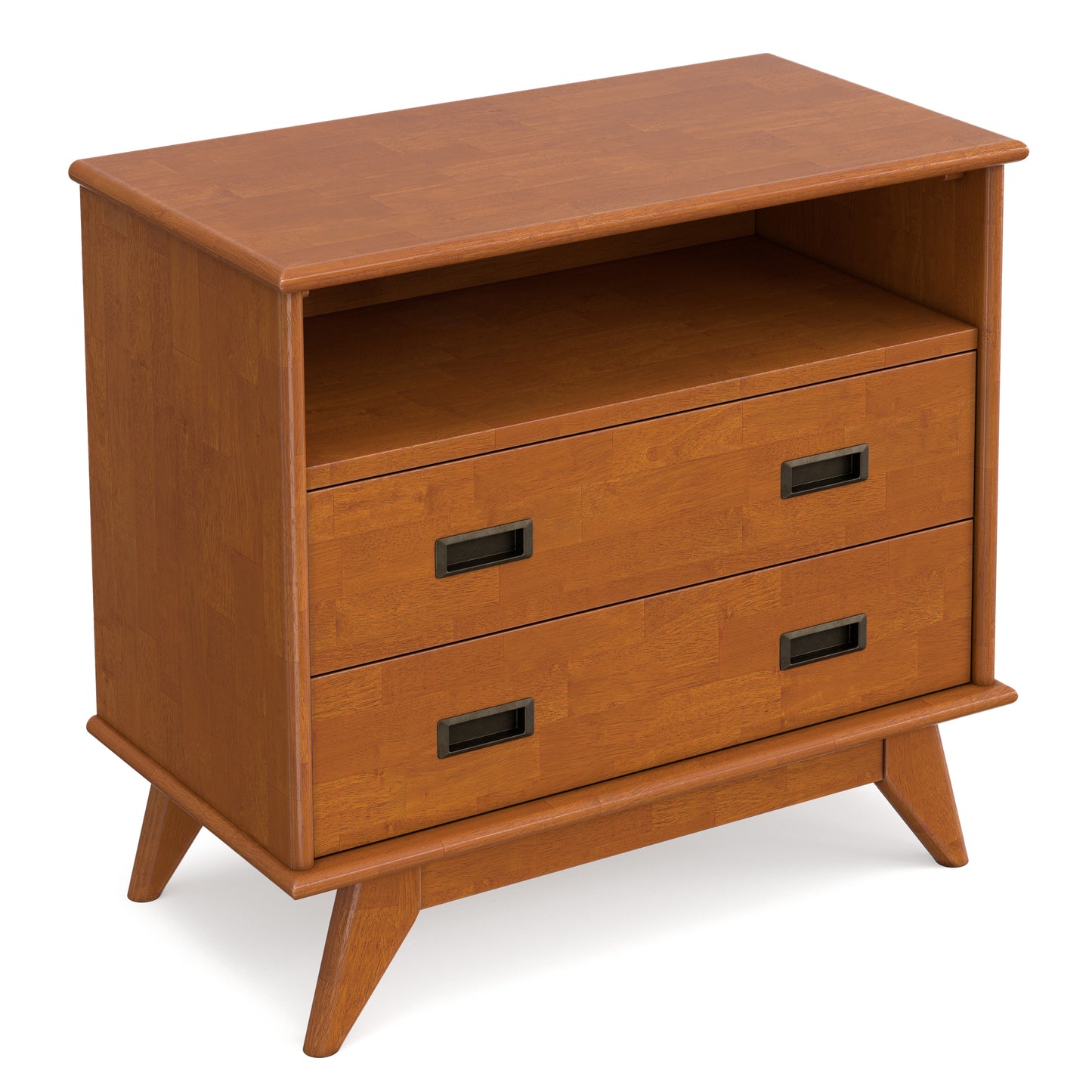 Teak Brown | Draper 28 inch Bedside Table with 2 Drawers and Top Shelf