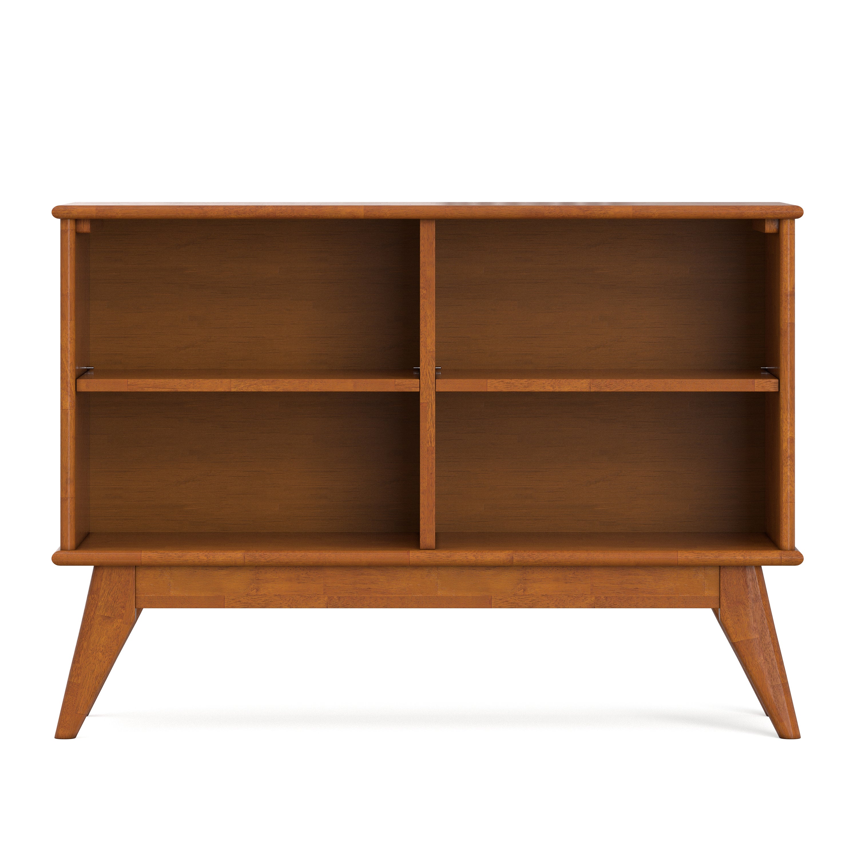 Draper 42 inch Wide Solid Wood 4 Shelf Low Bookcase in Teak Brown