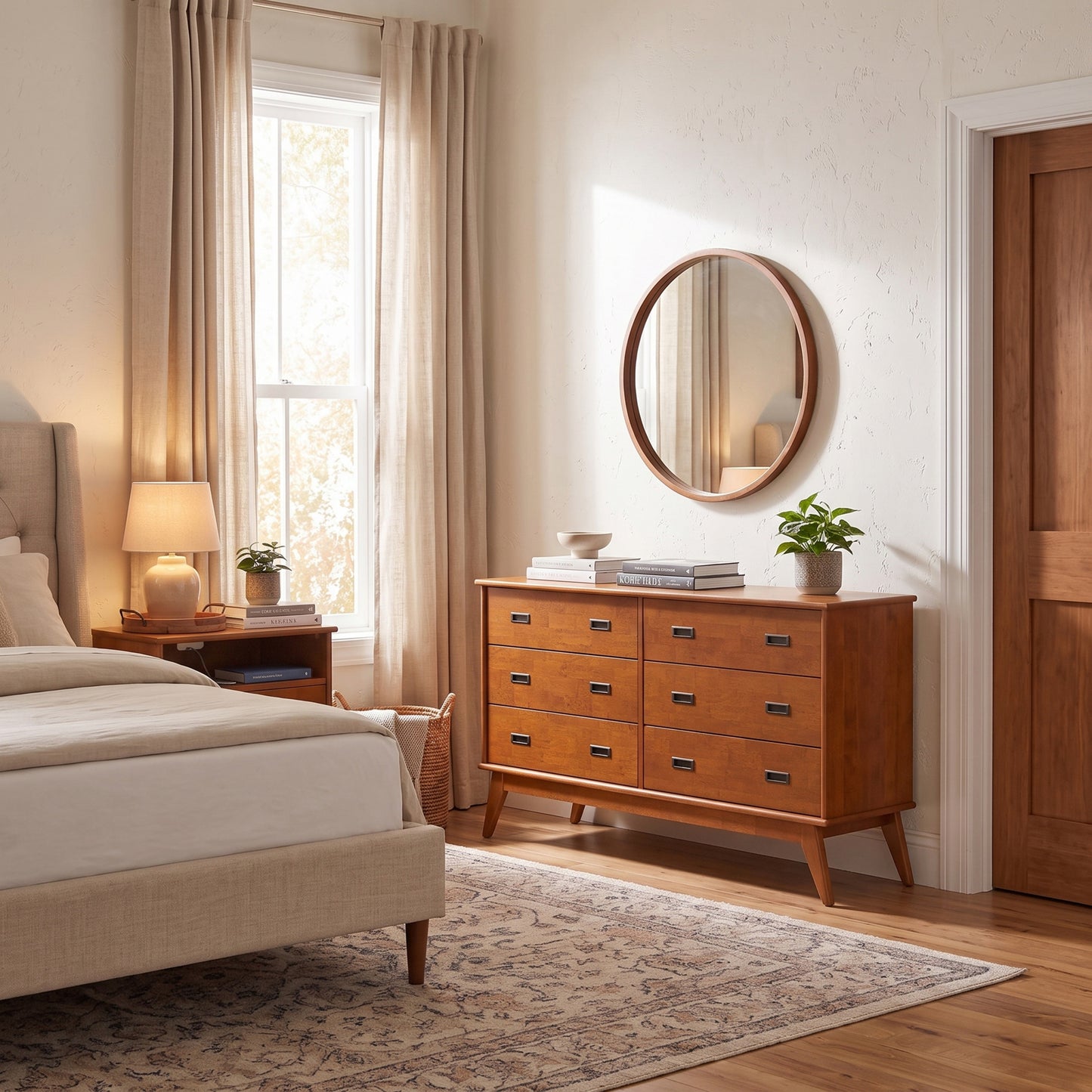 Teak Brown | Draper 58 inch 6 Drawer Dresser