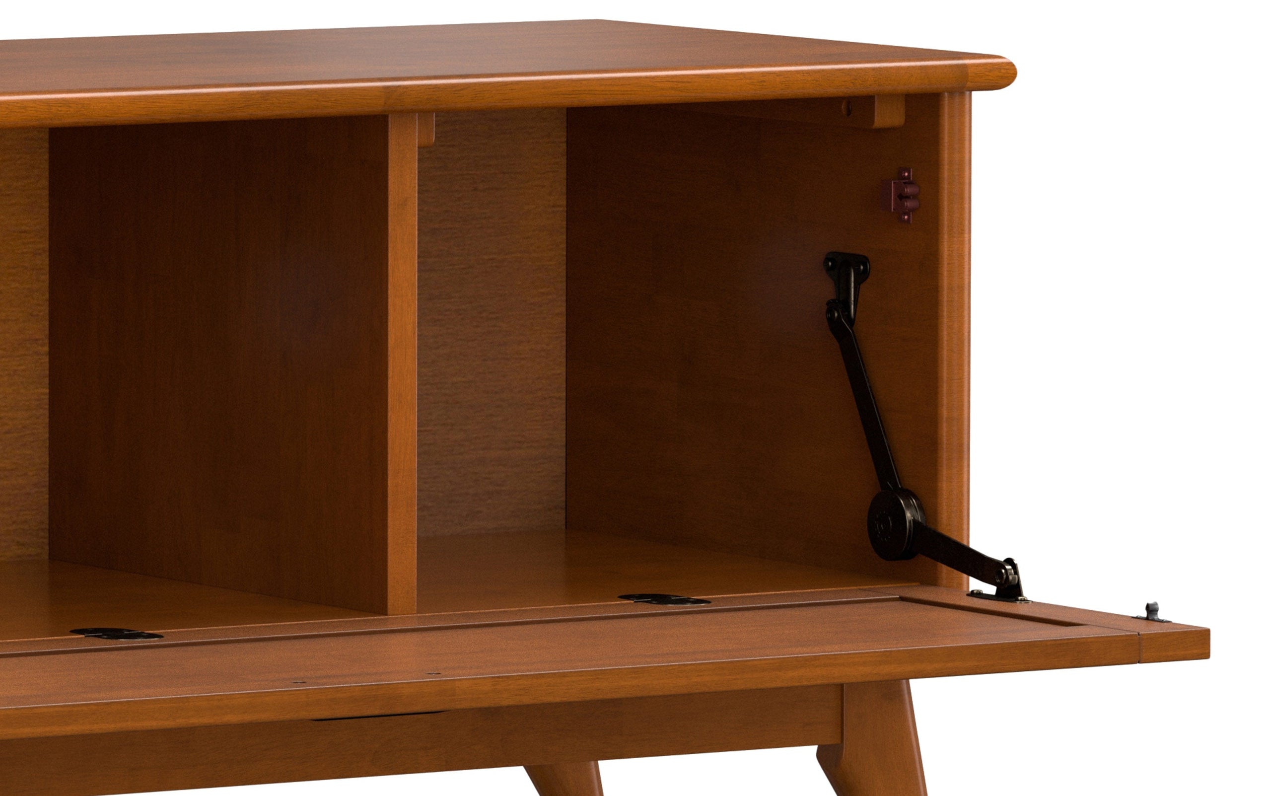 Teak Brown | Draper Mid-Century Flip-Down Storage Bench