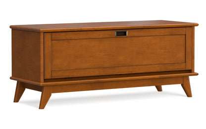 Teak Brown | Draper Mid-Century Flip-Down Storage Bench