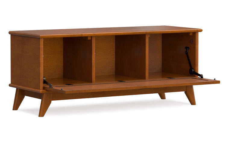 Teak Brown | Draper Mid-Century Flip-Down Storage Bench