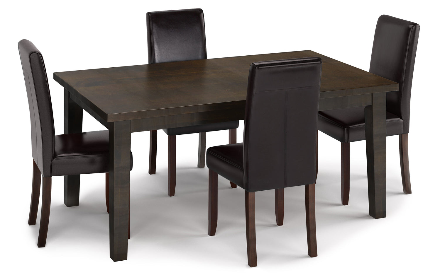 Tanners Brown Vegan Leather | Acadian 5 Piece Dining Set