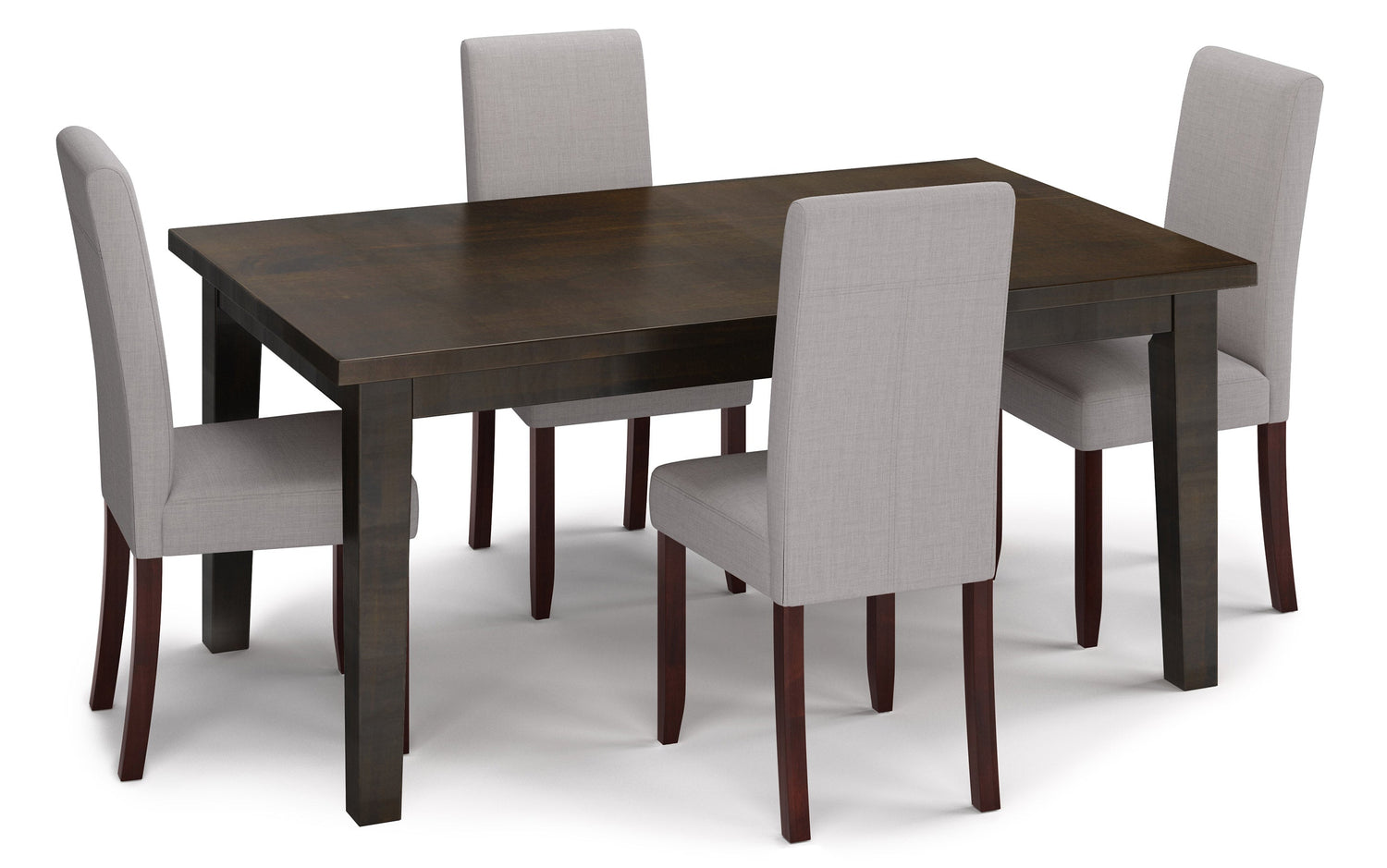 Dove Grey Linen Style Fabric | Acadian 5 Piece Dining Set
