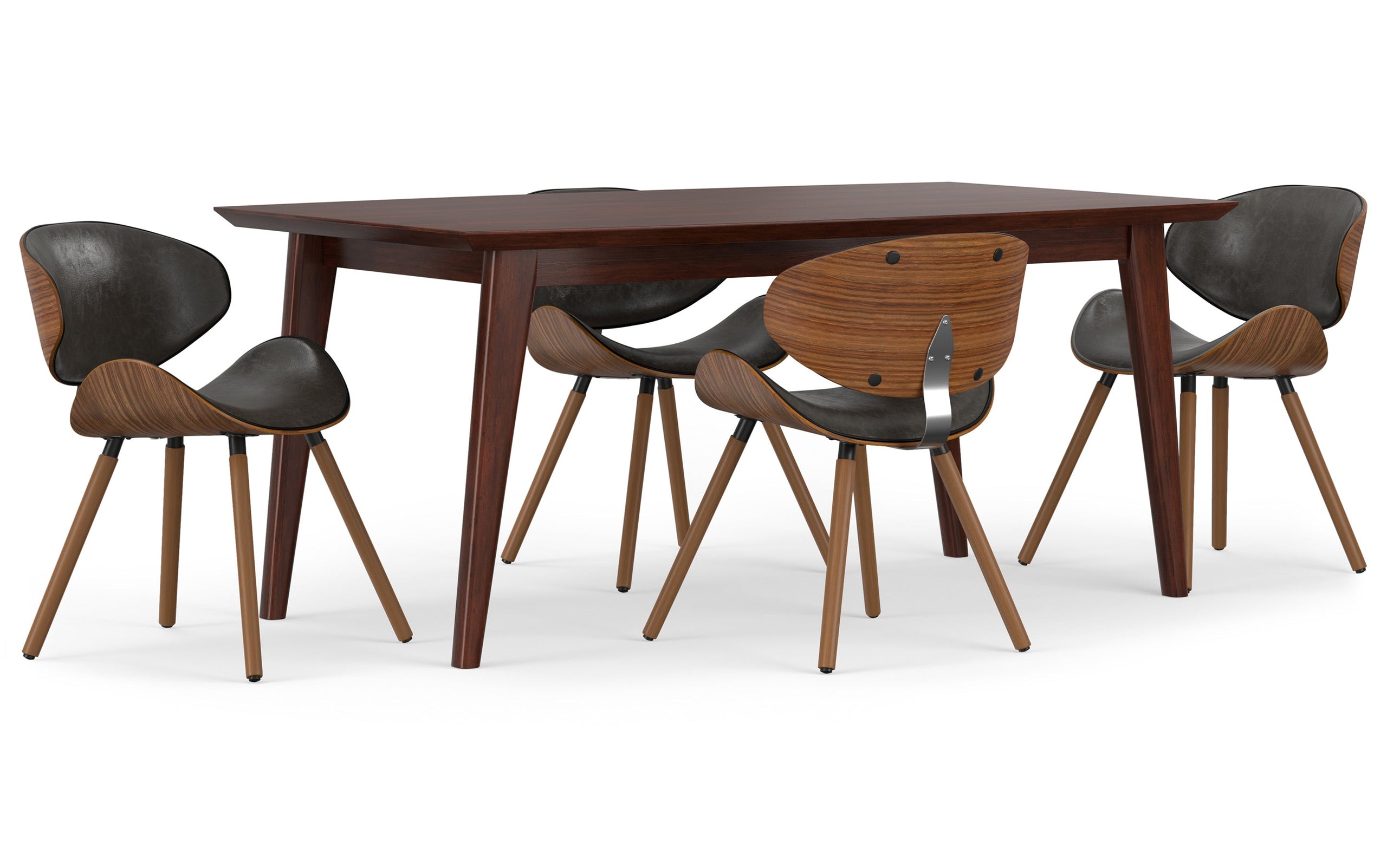 Distressed Brown Distressed Vegan Leather | Marana / Draper 5-Piece Dining Set