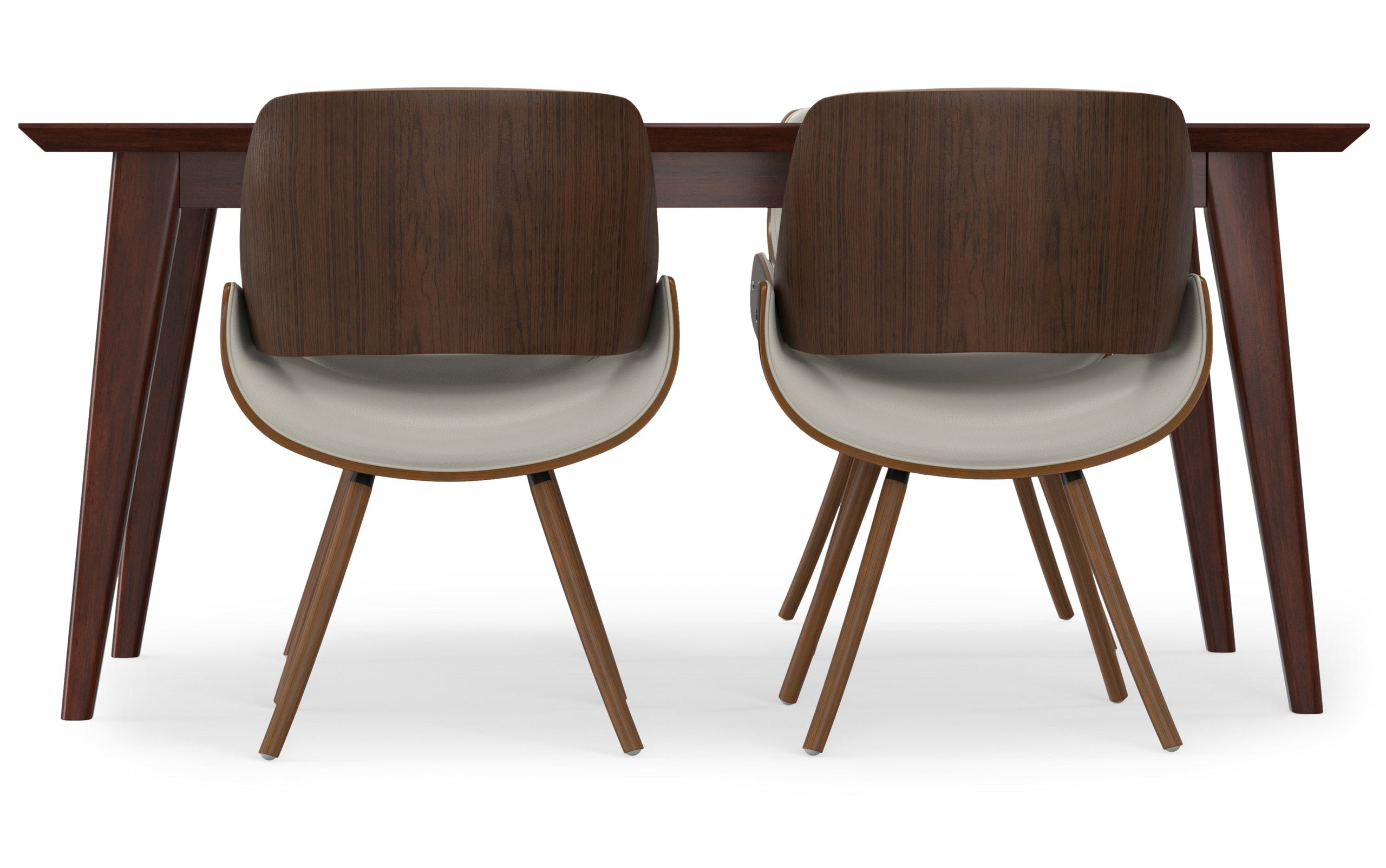 Cream Vegan Leather | Malden / Draper 5 Pc Dining Set With Wood Back Chair