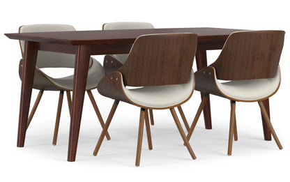 Cream Vegan Leather | Malden / Draper 5 Pc Dining Set With Wood Back Chair