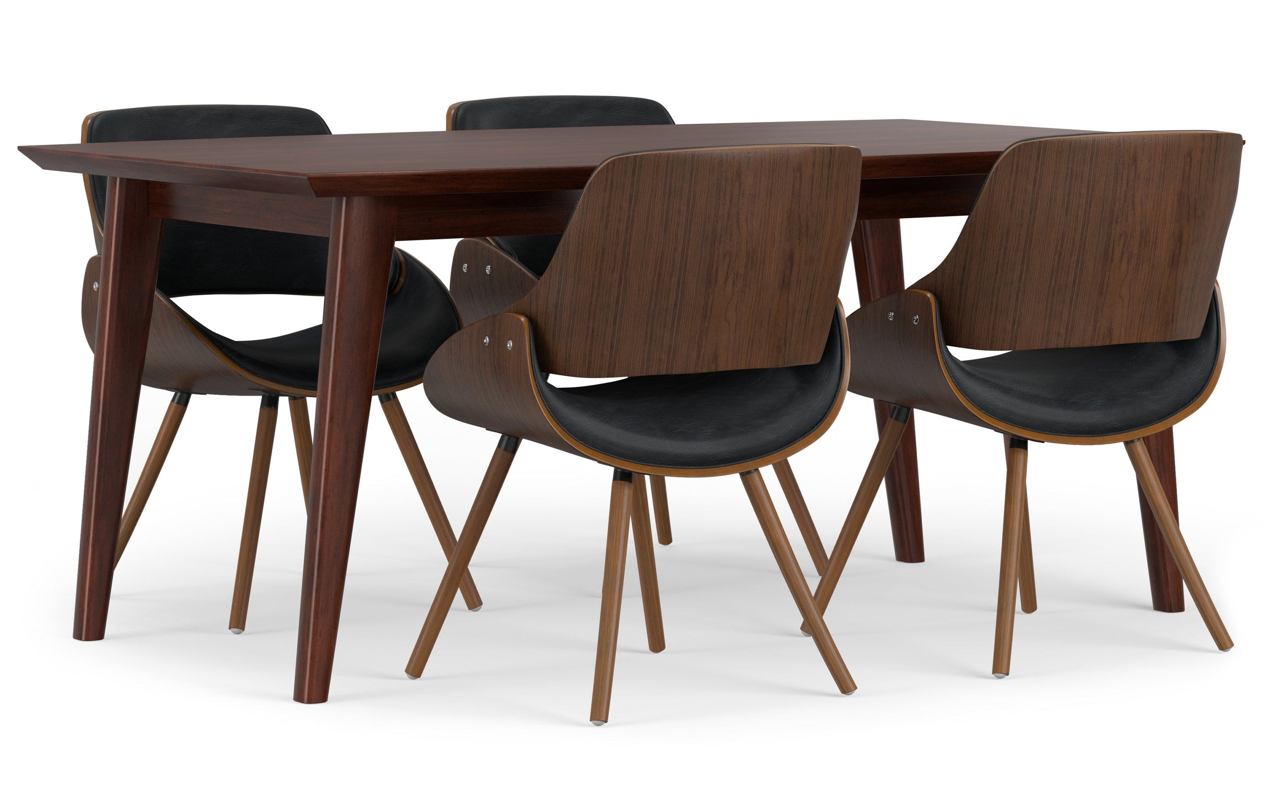 Distressed Black Distressed Vegan Leather | Malden / Draper 5 Pc Dining Set With Wood Back Chair