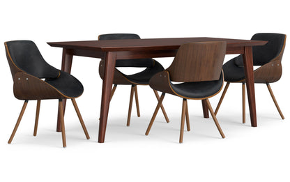 Distressed Black Distressed Vegan Leather | Malden / Draper 5 Pc Dining Set With Wood Back Chair