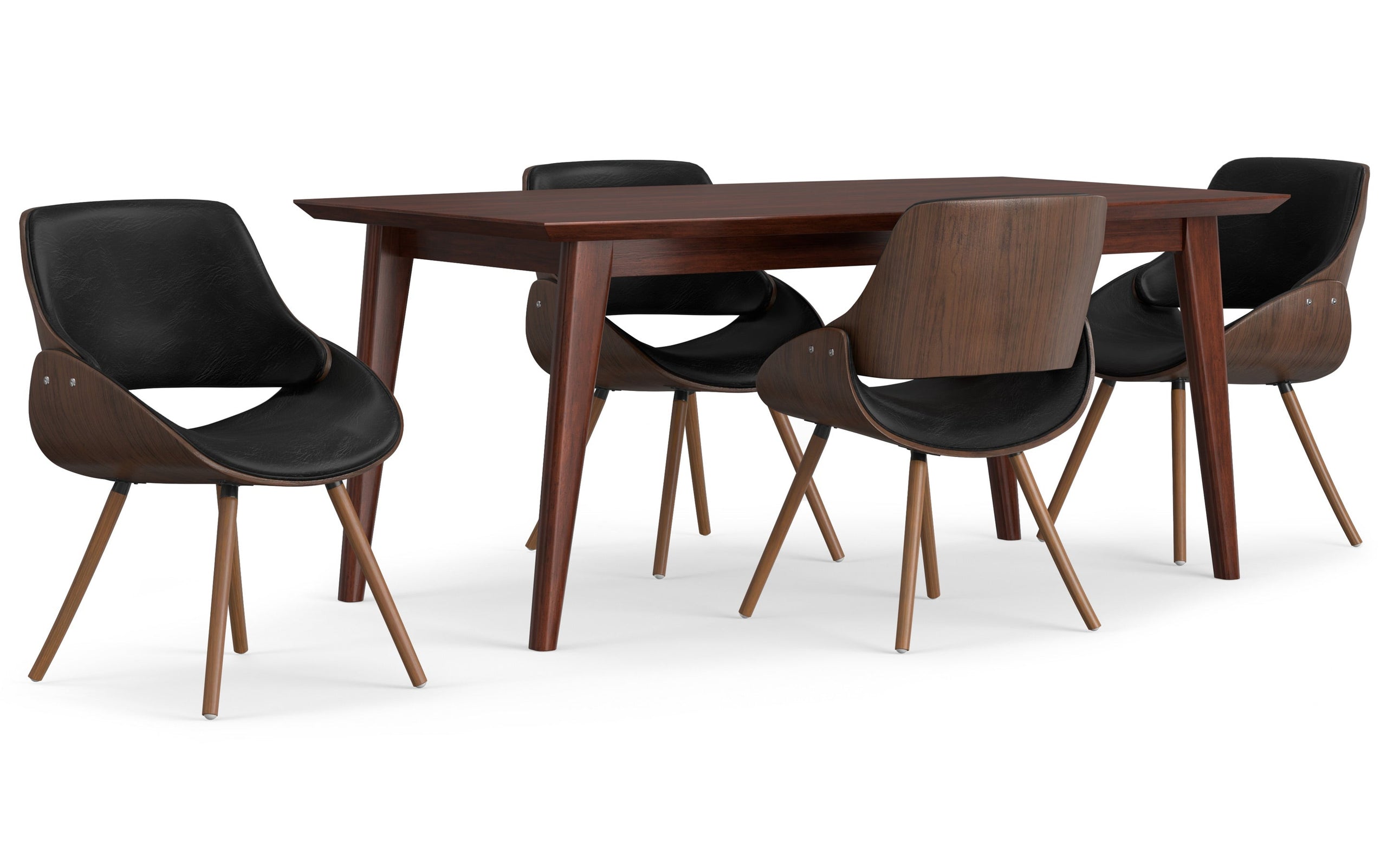 Distressed Black Distressed Vegan Leather | Malden / Draper 5 Pc Dining Set With Wood Back Chair