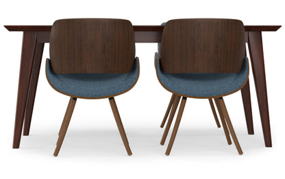 Denim Blue Linen Style Fabric | Malden / Draper 5 Pc Dining Set With Wood Back Chair