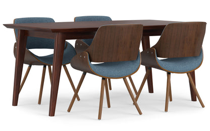 Denim Blue Linen Style Fabric | Malden / Draper 5 Pc Dining Set With Wood Back Chair