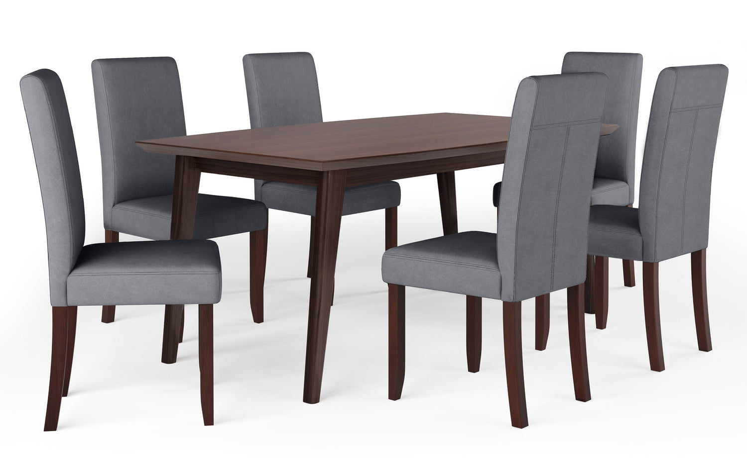 Stone Grey Vegan Leather | Acadian / Draper 7 Piece Dining Set