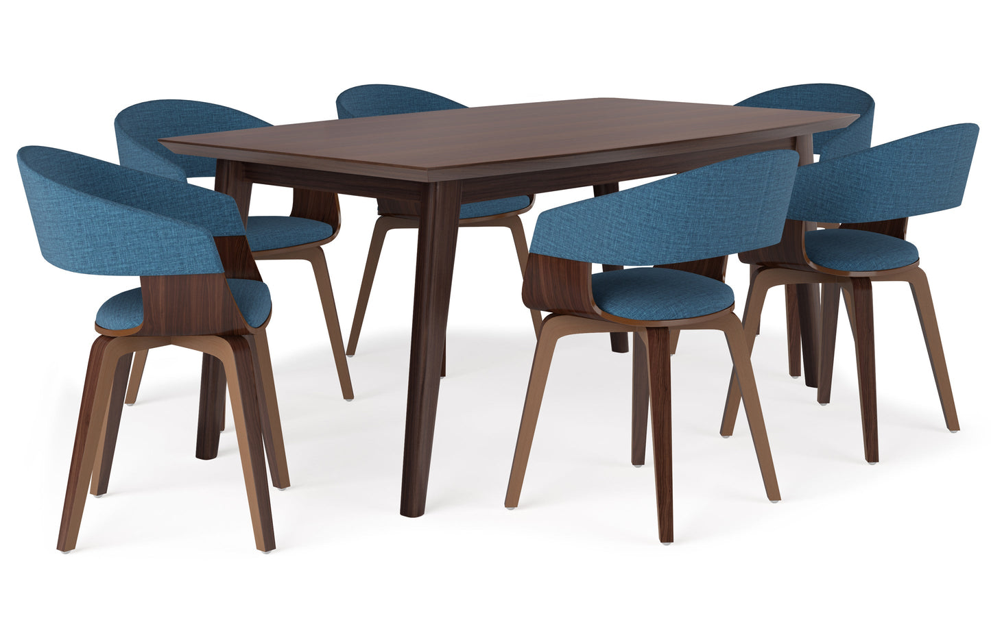 Blue Linen Style Fabric | Lowell III 7 Piece Dining Set