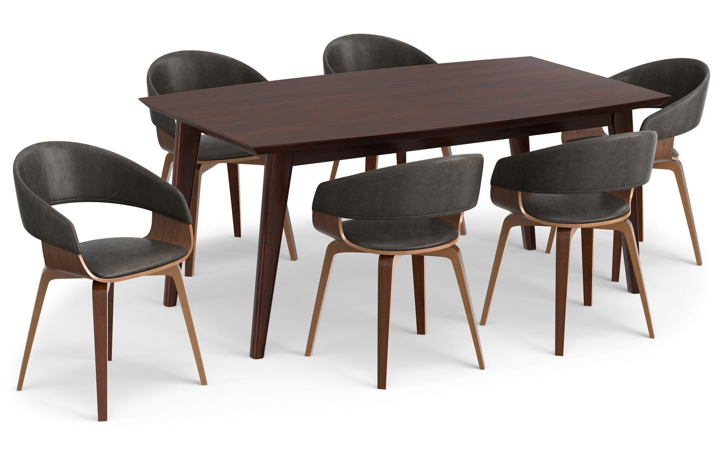 Distressed Brown Vegan Leather | Lowell III 7 Piece Dining Set