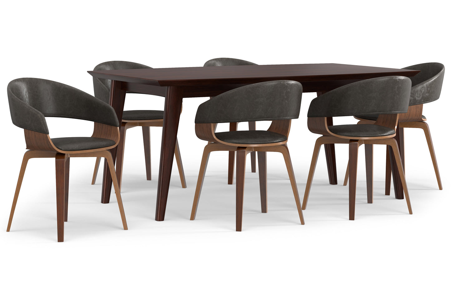 Distressed Brown Vegan Leather | Lowell III 7 Piece Dining Set