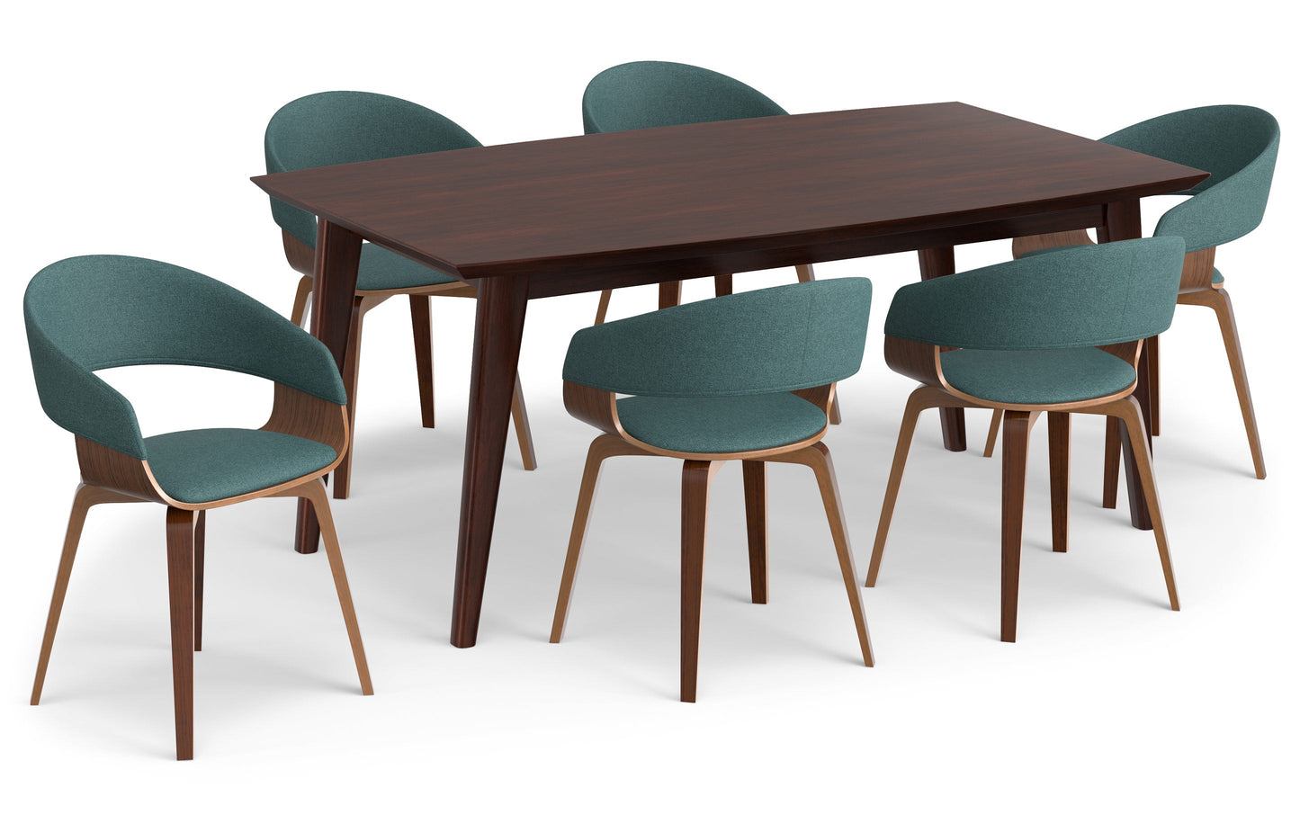 Light Turquoise Blue Linen Style Fabric | Lowell III 7 Piece Dining Set